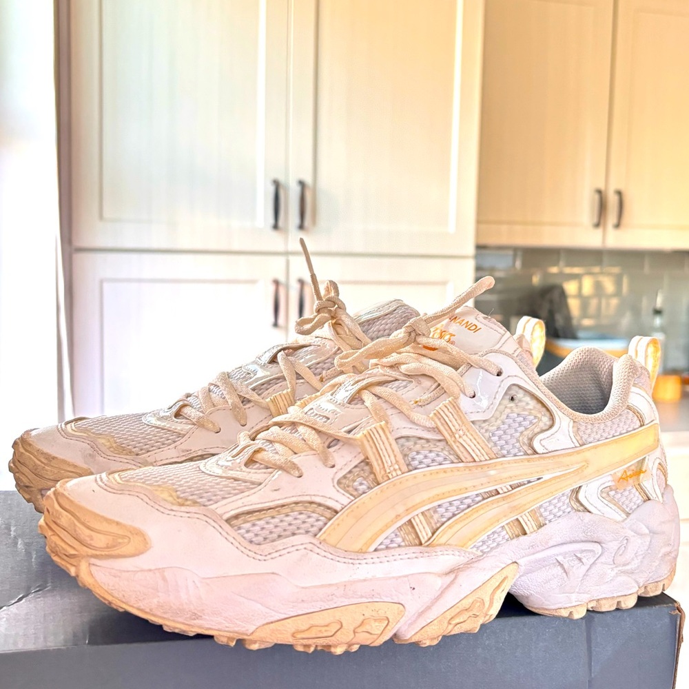 Lightly worn white glitter ASICS